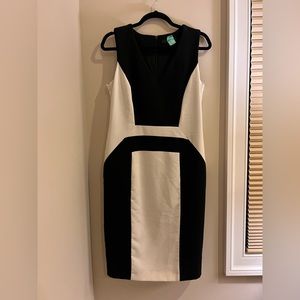 NEXT Black and Cream Color Block Sheath Dress Size US 10/UK 14